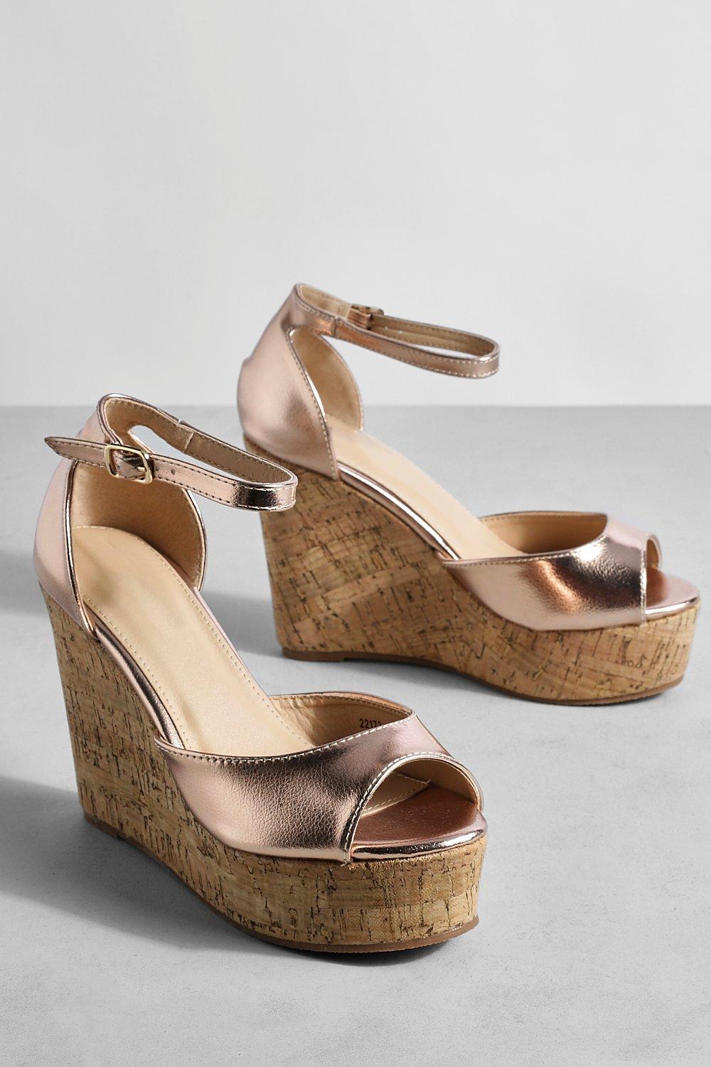 Gold on sale wedges boohoo